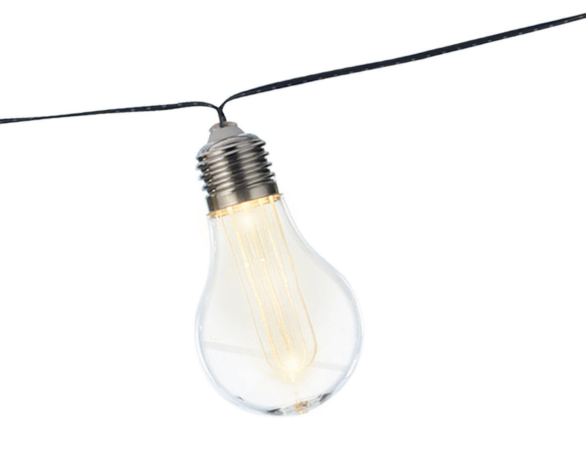 CATENA SOLARE LUMINOSA CON LAMPADINE TRASPARENTI 4.5 METRI
