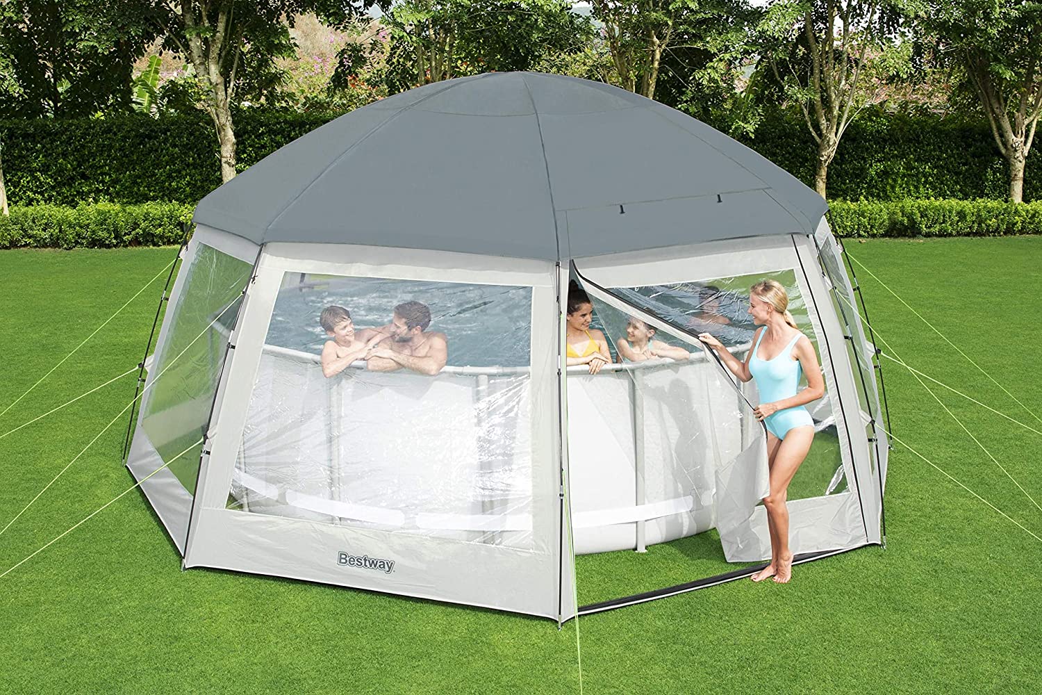 GAZEBO ROTONDO COPRI PISCINA E SPA FINO A 488 CM BESTWAY 58612