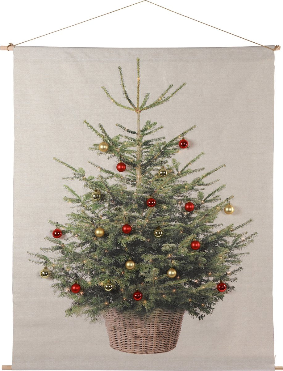 TELO DECORATIVO DA MURO CON ALBERO DI NATALE LED BIANCO CALDO H110CM