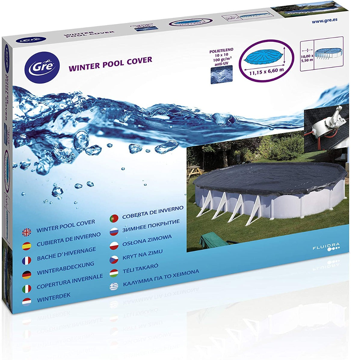 COPERTURA INVERNALE PER PISCINA OVALE 730X375CM