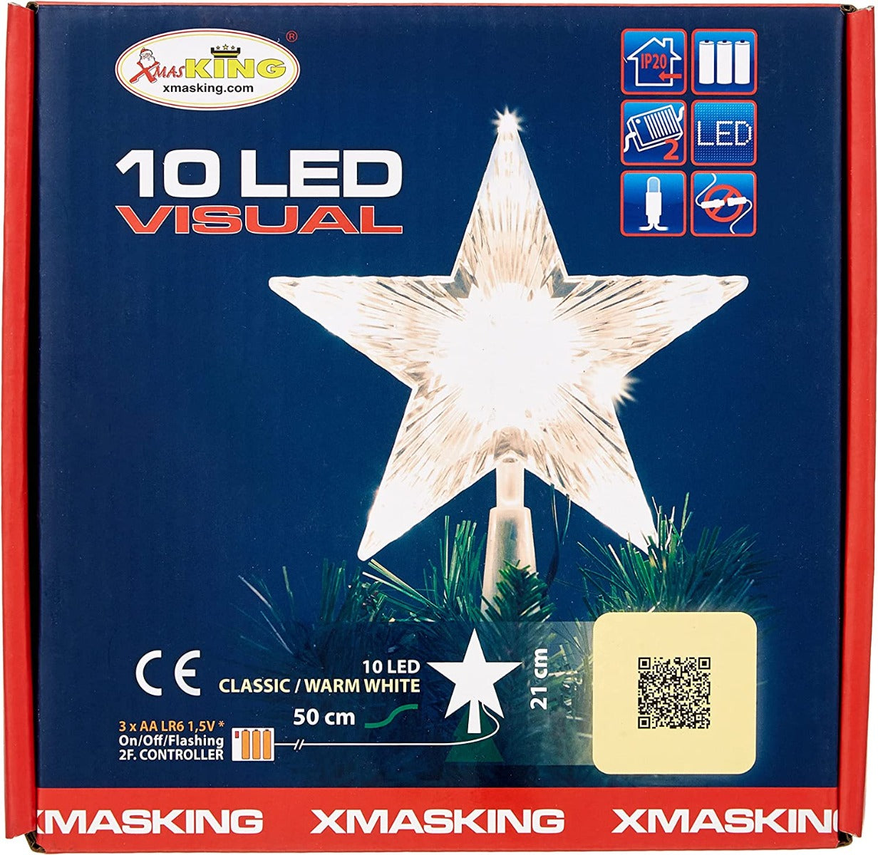 PUNTALE STELLA LUMINOSA 10 LED BIANCO CALDO