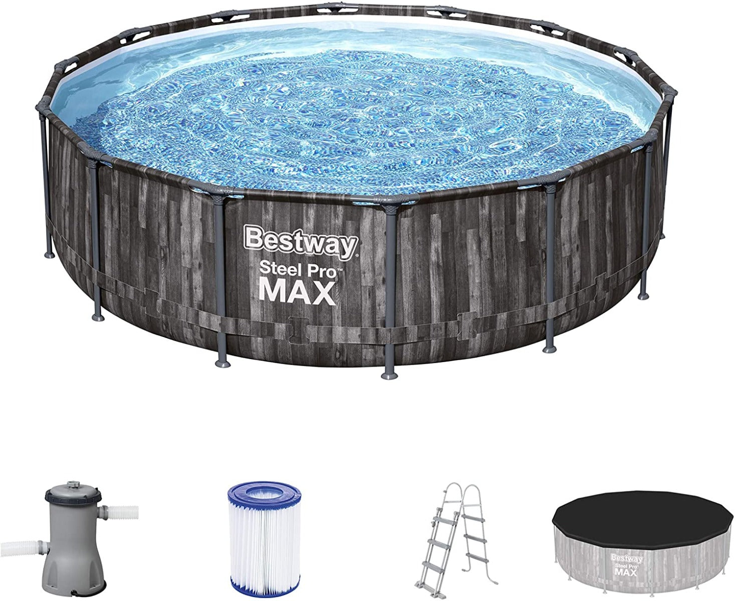 PISCINA ROTONDA STEEL PRO MAX 427X107 CON POMPA FILTRO SCALETTA E COPERTURA