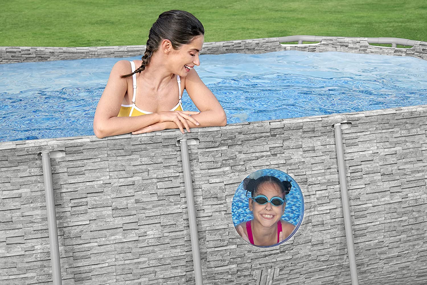 PISCINA OVALE SWIM VISTA II 427X250X100CM CON POMPA FILTRO SCALETTA E TELI COPERTURA