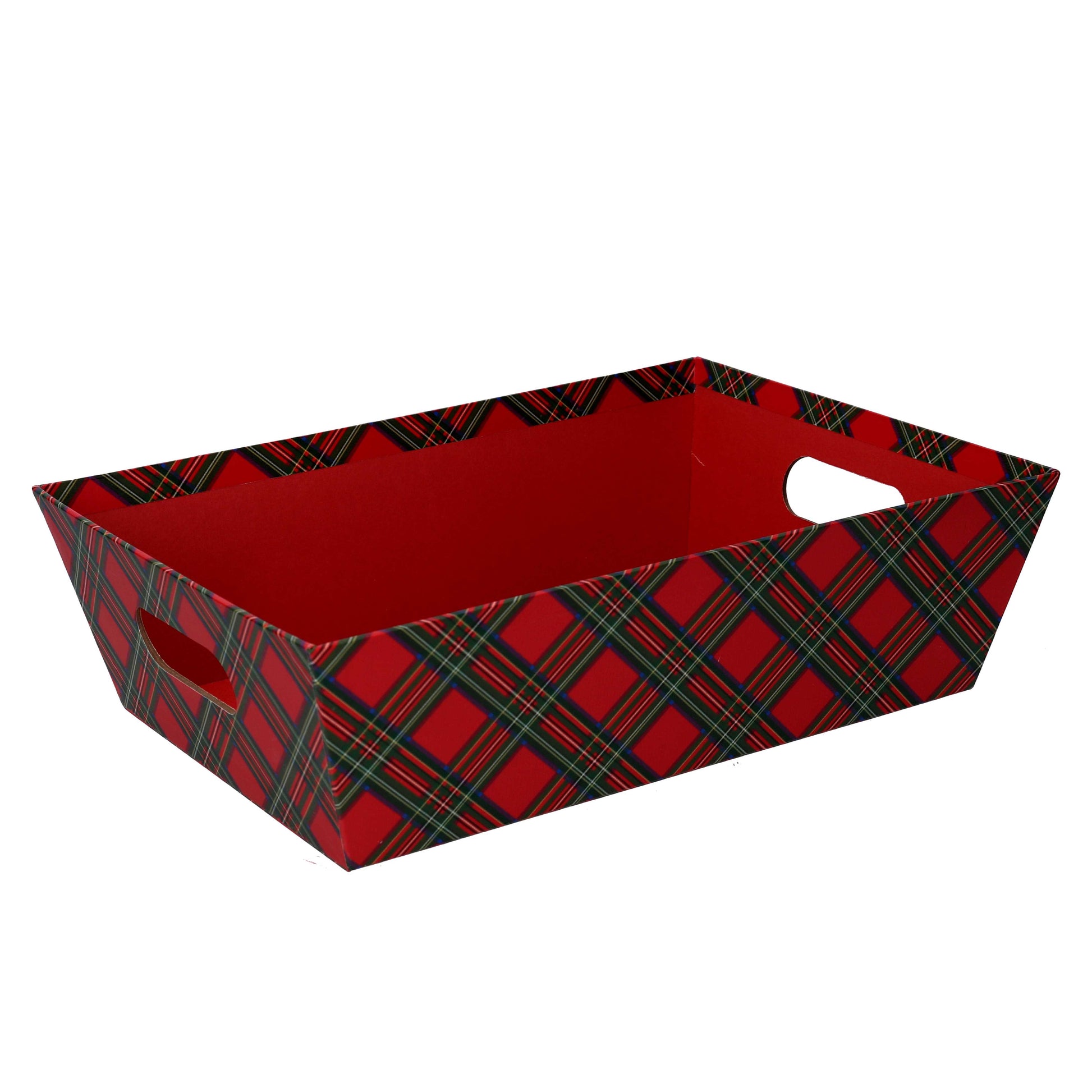 CESTA IN CARTONE ROSSO SCOZZESE RETTANGOLARE 40X30H12CM