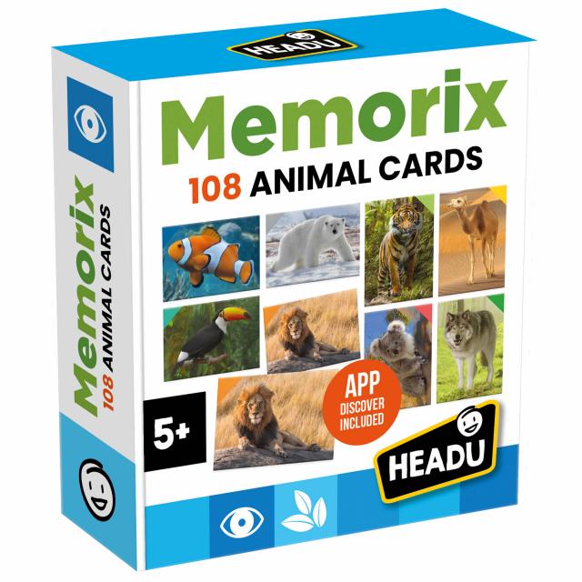 Gioco di Memoria 108 Carte Animali 5+ Headu