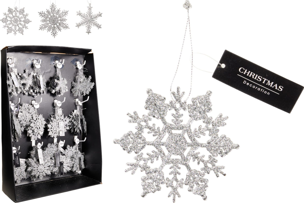 Fiocco di neve 10 cm argento modello assortito PERAGA CHRISTMAS