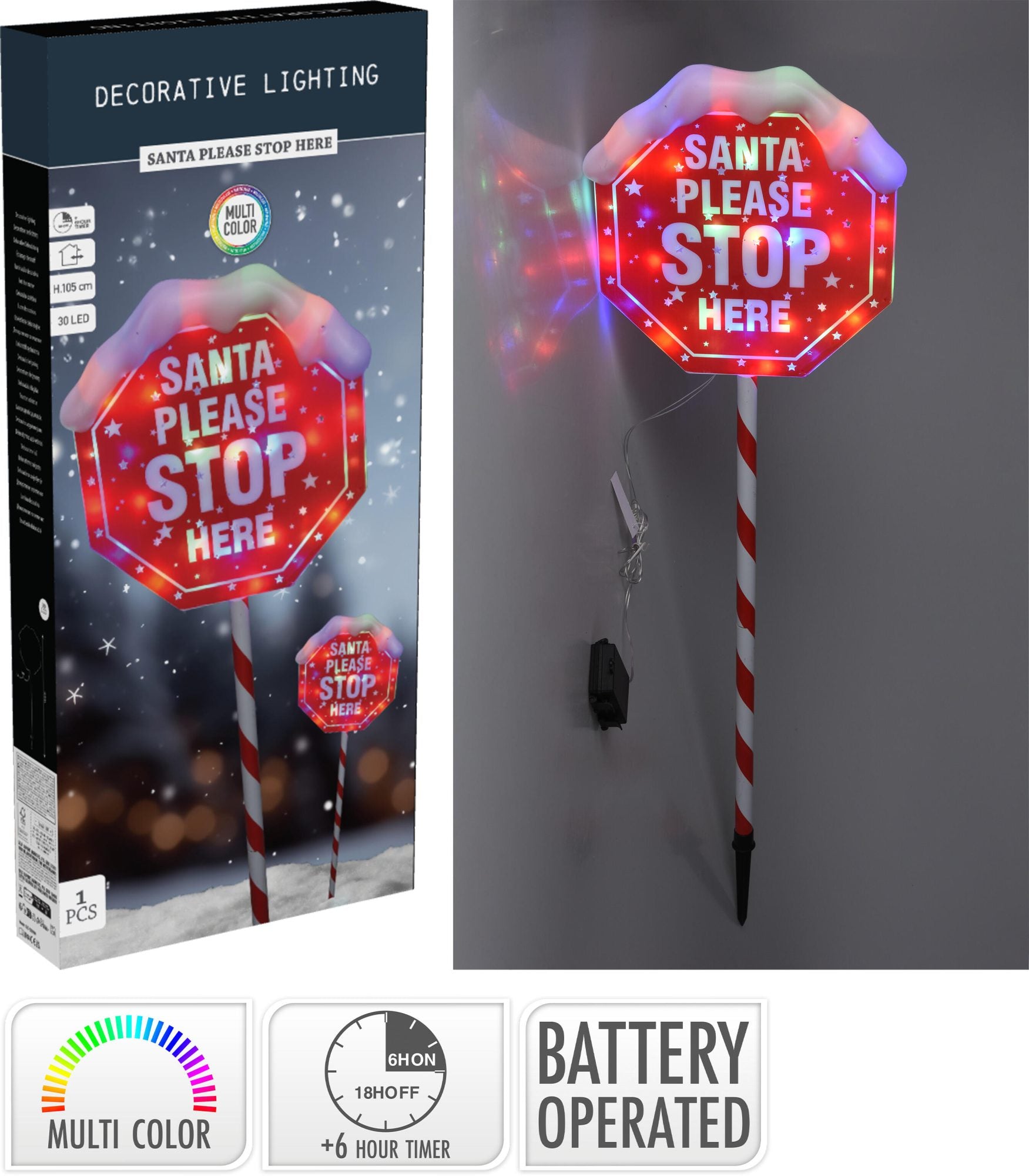 Lampada decorativa a picchetto con LED multicolore 105 cm PERAGA CHRISTMAS