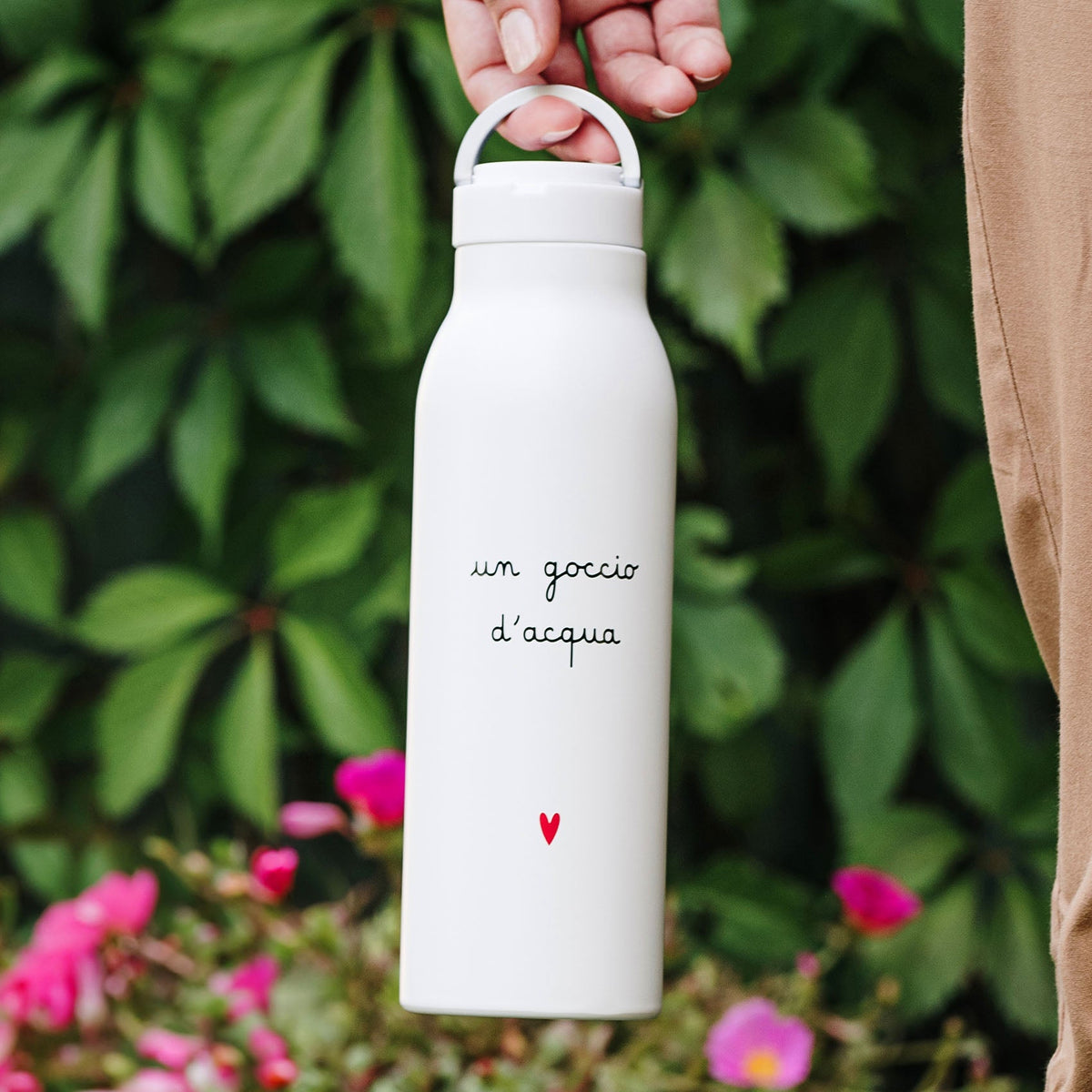 Borracca termica Un goccio d'acqua cuore 0,5 l D 7 x H 23 cm Bianco Simple Day