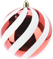 Sfera natalizia in plastica PP 18 cm a righe rosse PERAGA CHRISTMAS
