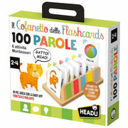 Cofanetto Flashcards 100 Parole con Base Legno Multicolore HEADU