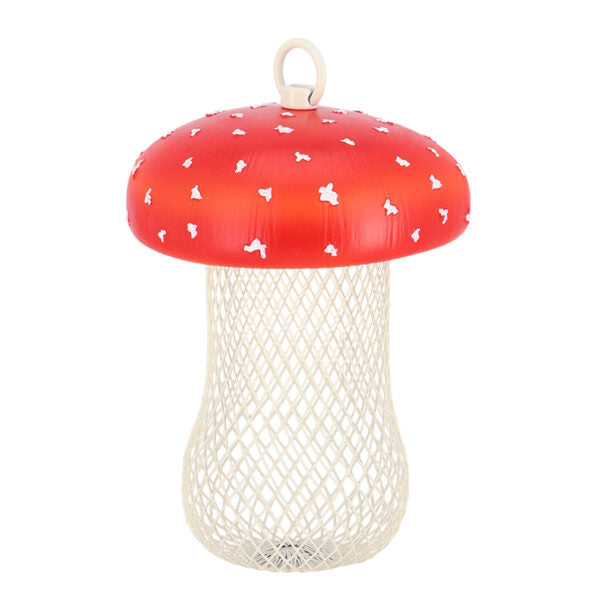 Mangiatoia per Uccelli a Forma di Amanita Colore Rosso e Bianco