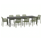 ANGEBOT: Ausziehbarer Tisch Rio 210/280 cm, Anthrazit + 6 Stühle + 2 Sessel in Agave Doga
