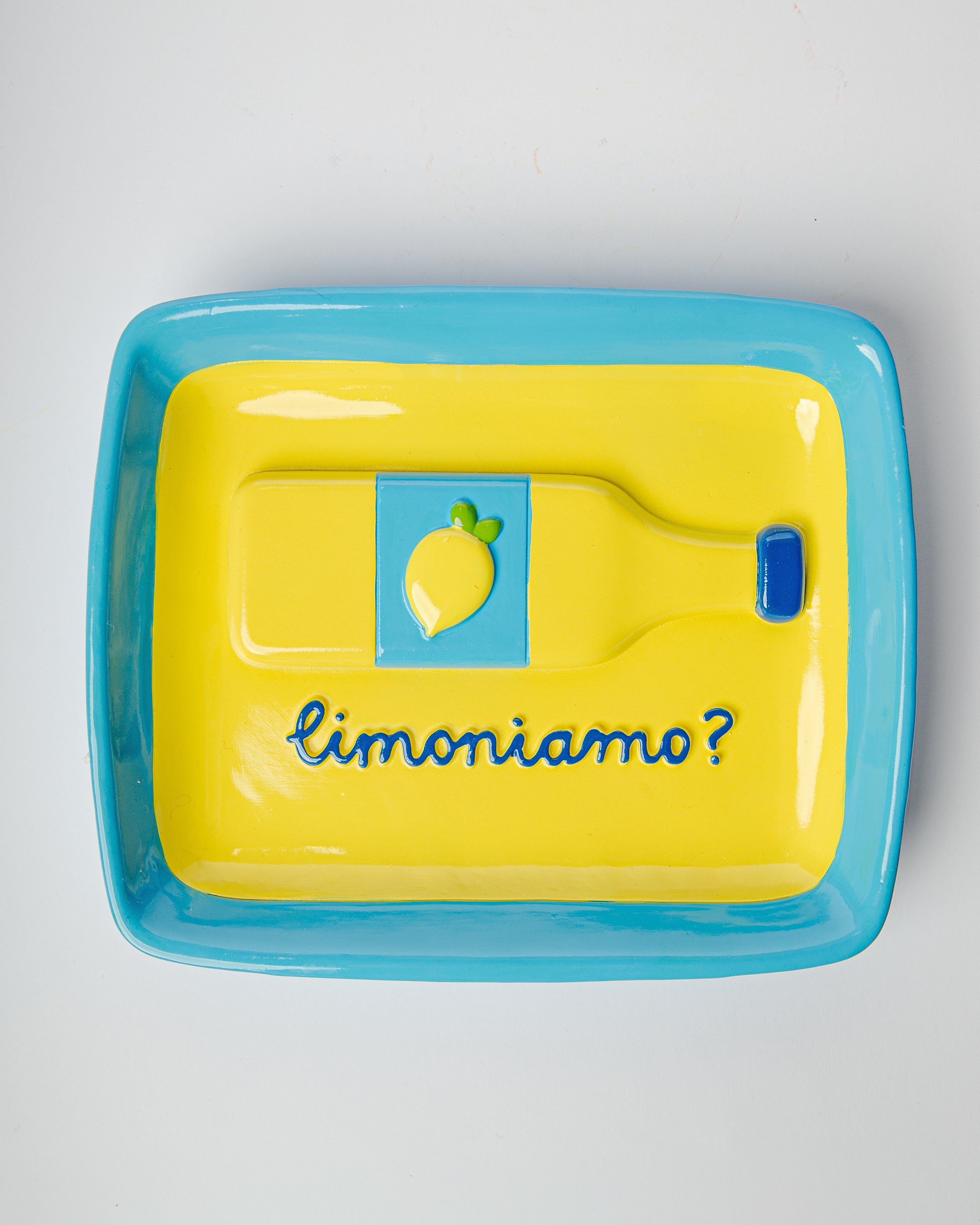 Svuotatasche Decorato Limoniamo 18x15x2 cm Giallo Blu Blogo