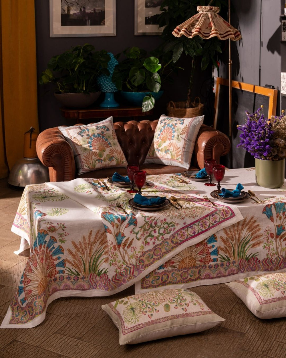 Tovaglia Papyro Stampa Floreale Esotica 160x230 cm Tessitura Toscana Telerie - immagine 2