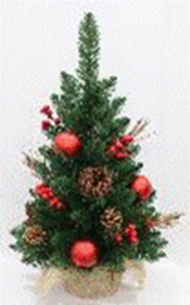 PINETTO VERDE 60CM CON BACCHE ROSSE E PIGNE