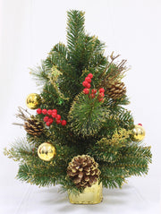 PINETTO VERDE 45CM CON BACCHE ORO E PIGNE