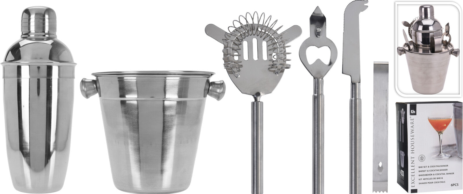 KIT DA BARMAN IN ACCIAIO INOX