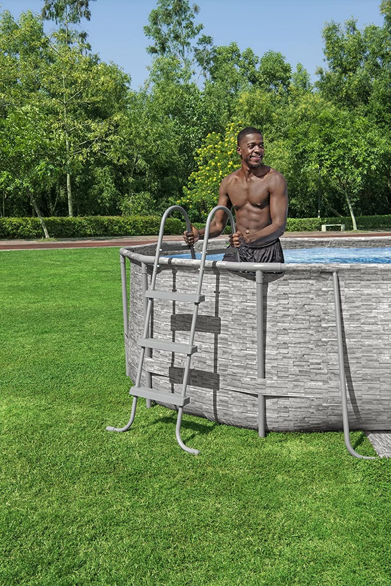PISCINA OVALE SWIM VISTA II 427X250X100CM CON POMPA FILTRO SCALETTA E TELI COPERTURA
