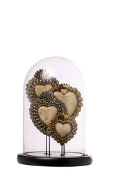 CAMPANA VETRO CON CUORI 17,5X26CM