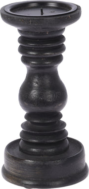 PORTACANDELE IN LEGNO 20CM NERO