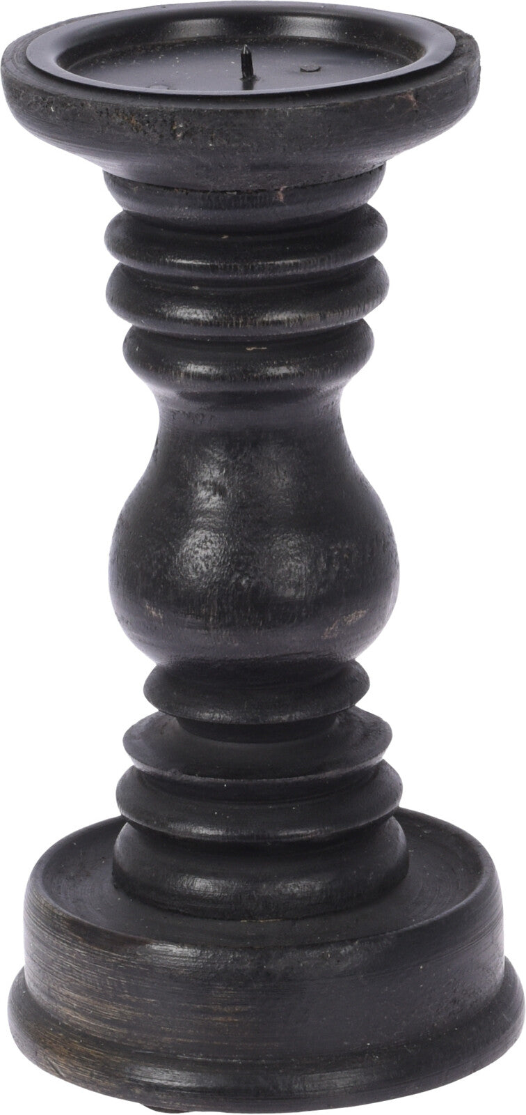 PORTACANDELE IN LEGNO 20CM NERO