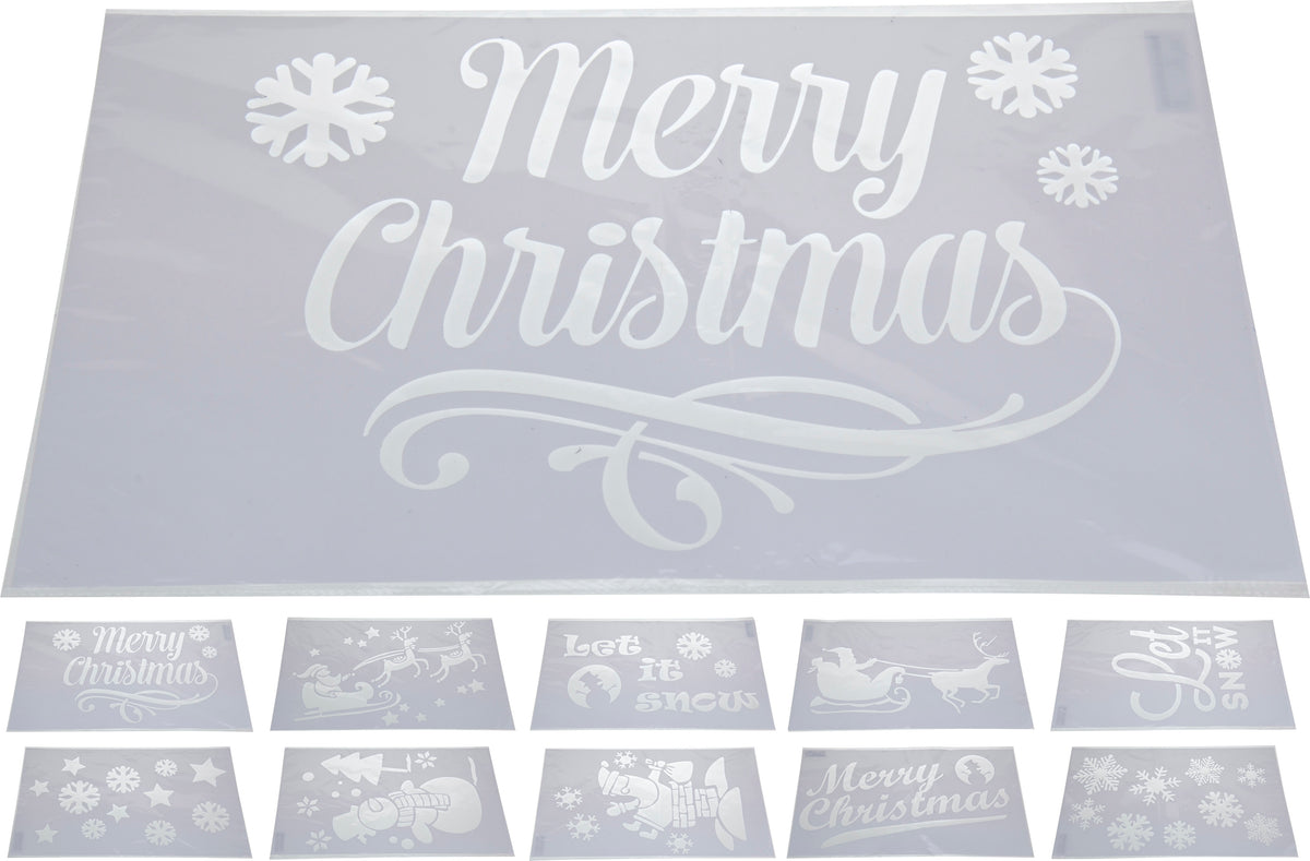 1 DECORAZIONE NATALIZIA STENCIL PER FINESTRE 50X30CM ASSORTITO
