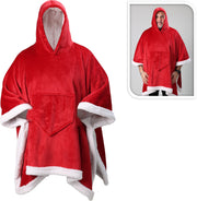 COPRISPALLE PONCHO NATALIZIO ROSSO 170X130 CM CON CAPPUCCIO