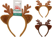 1 CERCHIETTO NATALIZIO CON CORNA DI RENNA 20CM MODELLO ASSORTITO