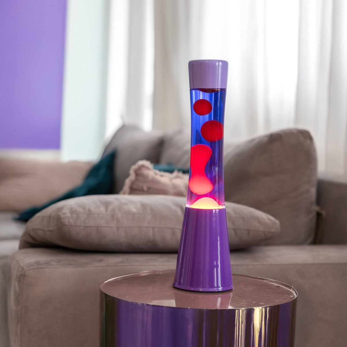 Fisura Lampada di Lava Sfumata, 41,5 cm, Viola / Rossa