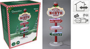 DECORAZIONE NATALIZIA, CARTELLO POLO NORD, 59 LED, 95CM