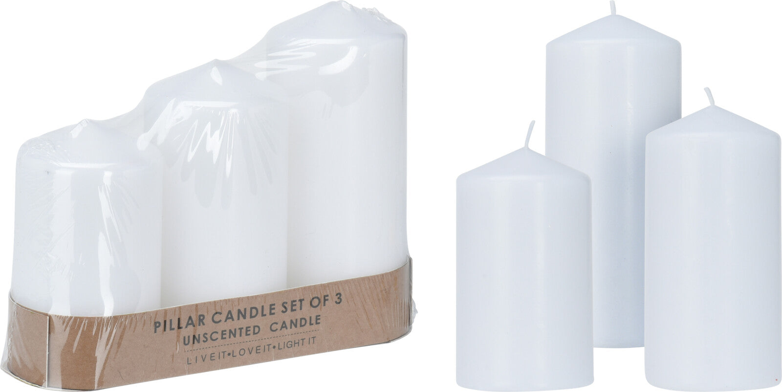 SET 3 CANDELE BIANCHE