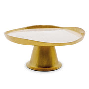 ALZATINA IN VETRO Ø28XH11CM BIANCO E ORO