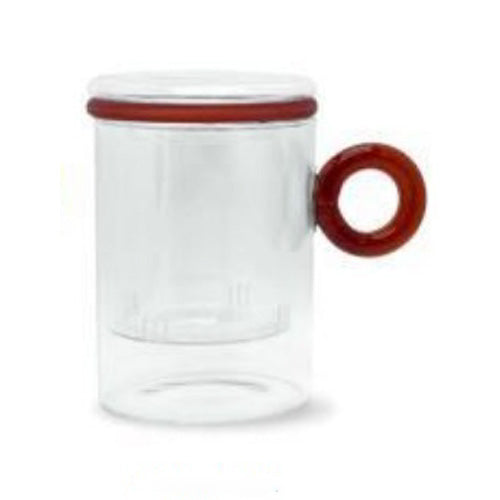 TISANIERA IN VETRO BOROSILICATO MANICO AD ANELLO AMBRA 450ML LINEA OLIMPIA