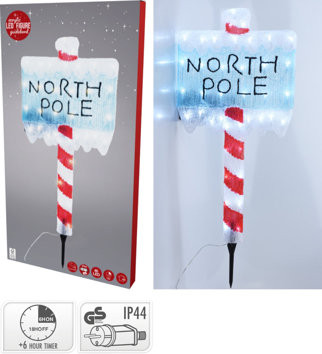 SEGNALE POLO NORD CON LED, 39X4X78CM, ACRILICO