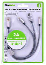 CARICATORE USB 3 IN 1 RICARICA VELOCE