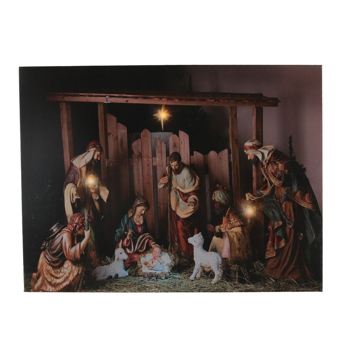 QUADRO NATALIZIO CON NATIVITA' 40X30X1,8CM CON MICROLED BIANCO CALDO