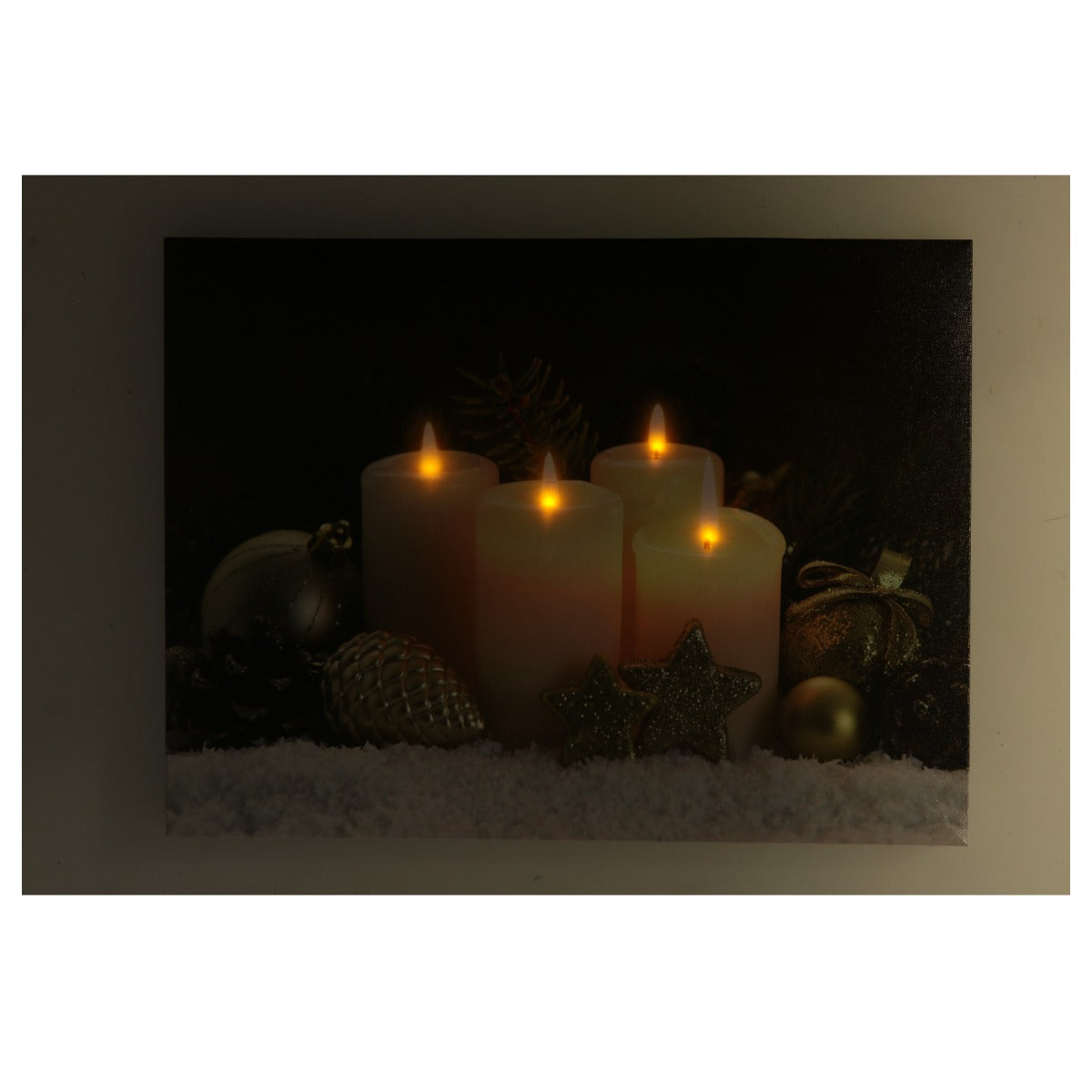 QUADRO NATALIZIO CON CANDELE 40X30X1,8CM CON MICROLED BIANCO CALDO