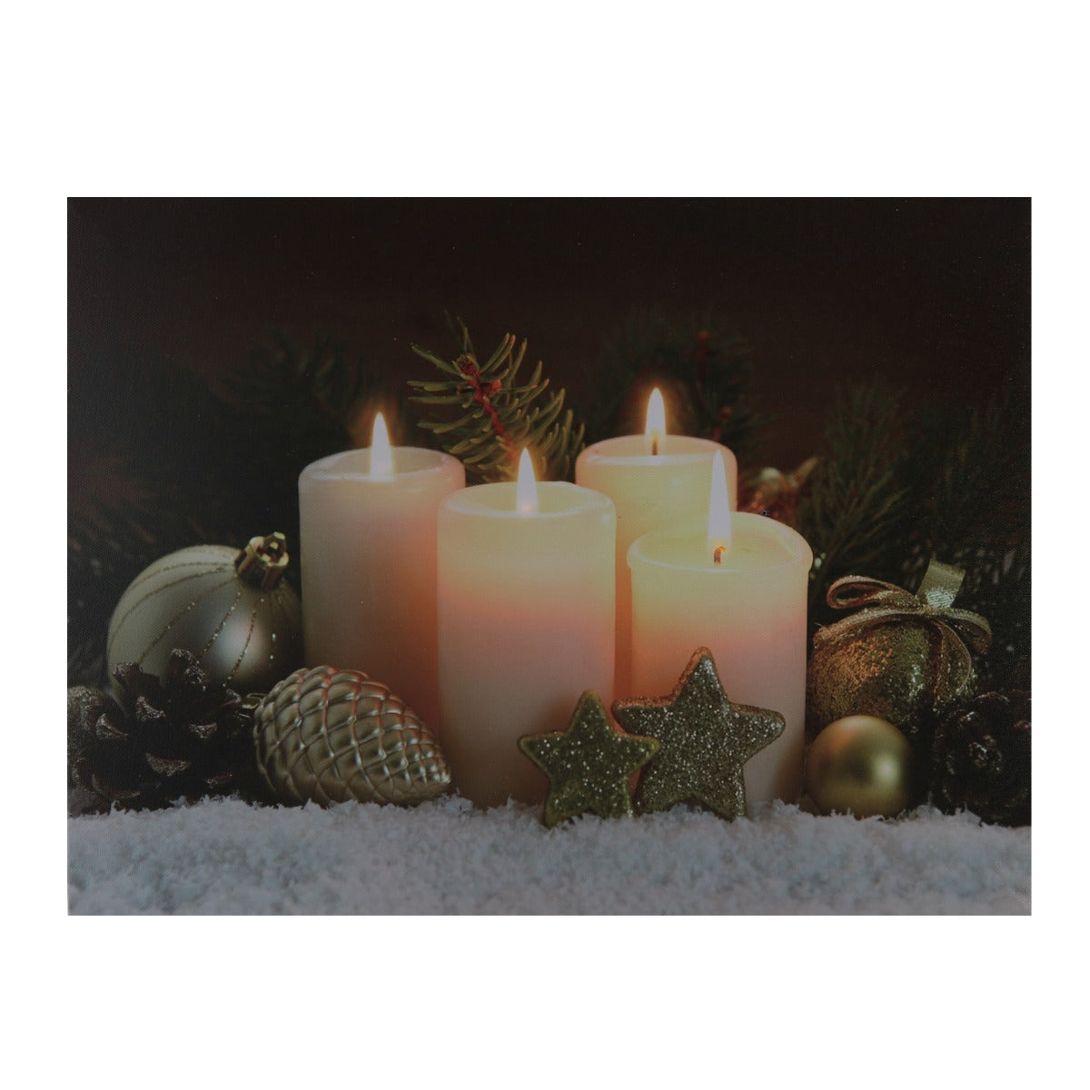 QUADRO NATALIZIO CON CANDELE 40X30X1,8CM CON MICROLED BIANCO CALDO