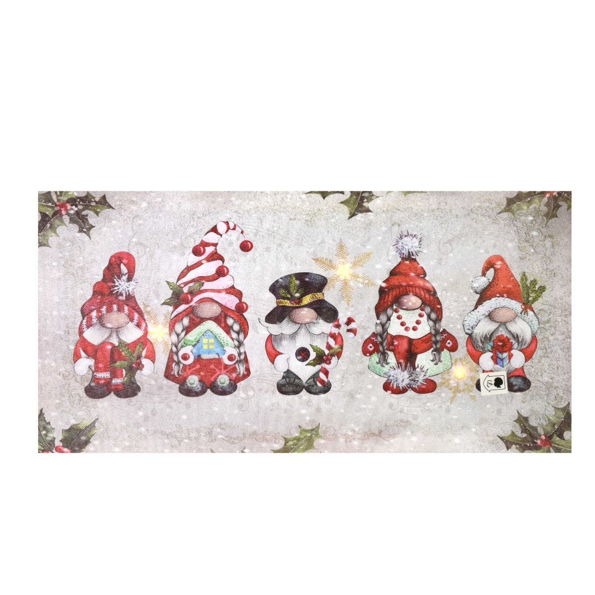 QUADRO NATALIZIO CON GNOMI 60X30X1,8CM CON MICROLED BIANCO CALDO