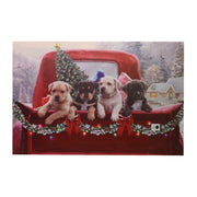 QUADRO NATALIZIO CON CAGNOLINI 60X40X1,8CM CON MICROLED MULTICOLOR