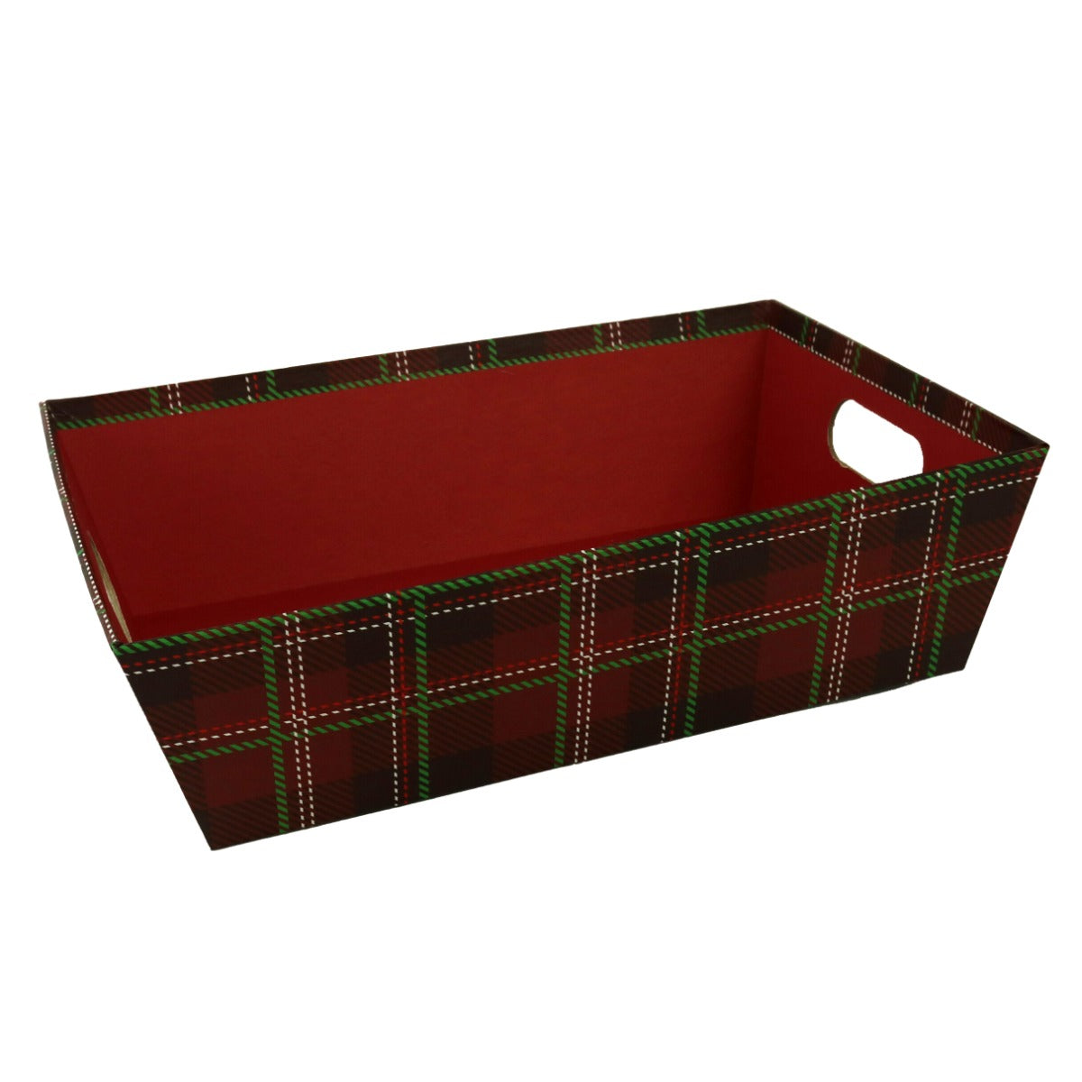 CESTA NATALIZIA IN CARTONE ROSSO RETTANGOLARE 31X22H9CM