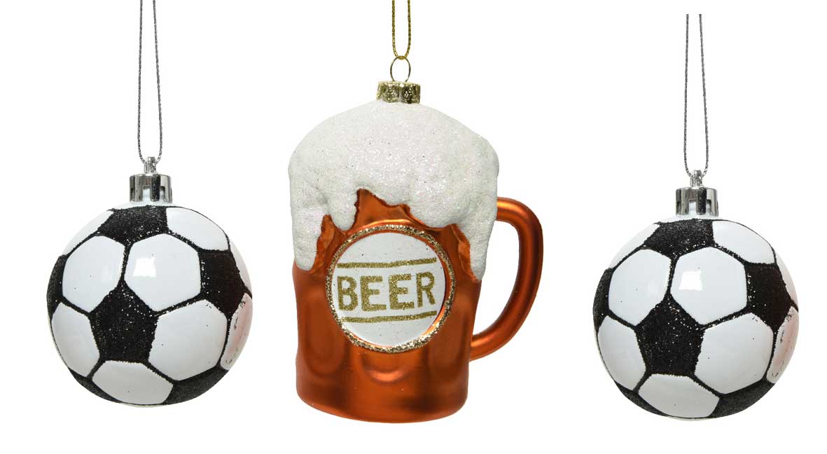 OFFERTA 3 DECORAZIONI BIRRA/PALLONE APPENDIBILI ASSORTITE