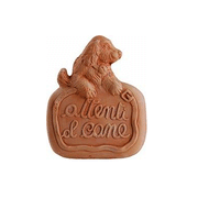DECORAZIONE ATTENTI AL CANE RIFINITA A MANO 20 CM IN TERRACOTTA
