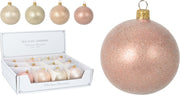 OFFERTA 6 PALLINE IN VETRO EFFETTO FLOCCATA 8CM ASSORTITE
