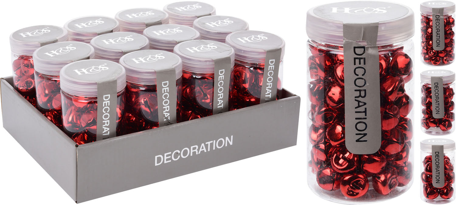 1 CONFEZIONE DI CAMPANELLE ROSSE NATALIZIE 25/20/15MM ASSORTITE