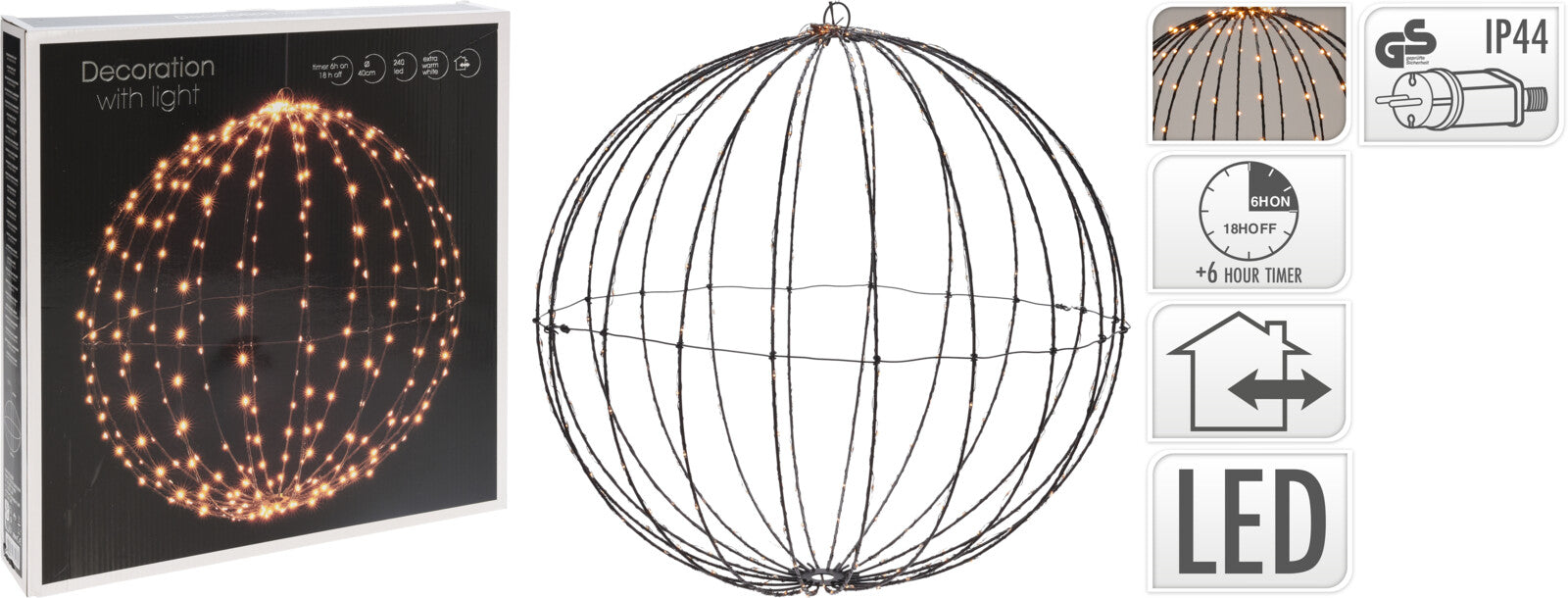 SFERA LUMINOSA 240LED EXTRA CALDO 40CM