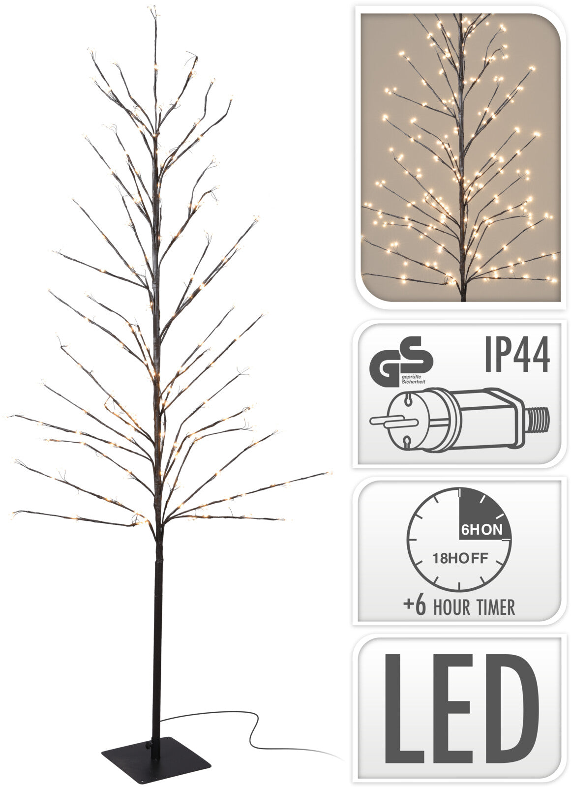 ALBERO LUMINOSO CON 480 LED BIANCO CALDO H180CM
