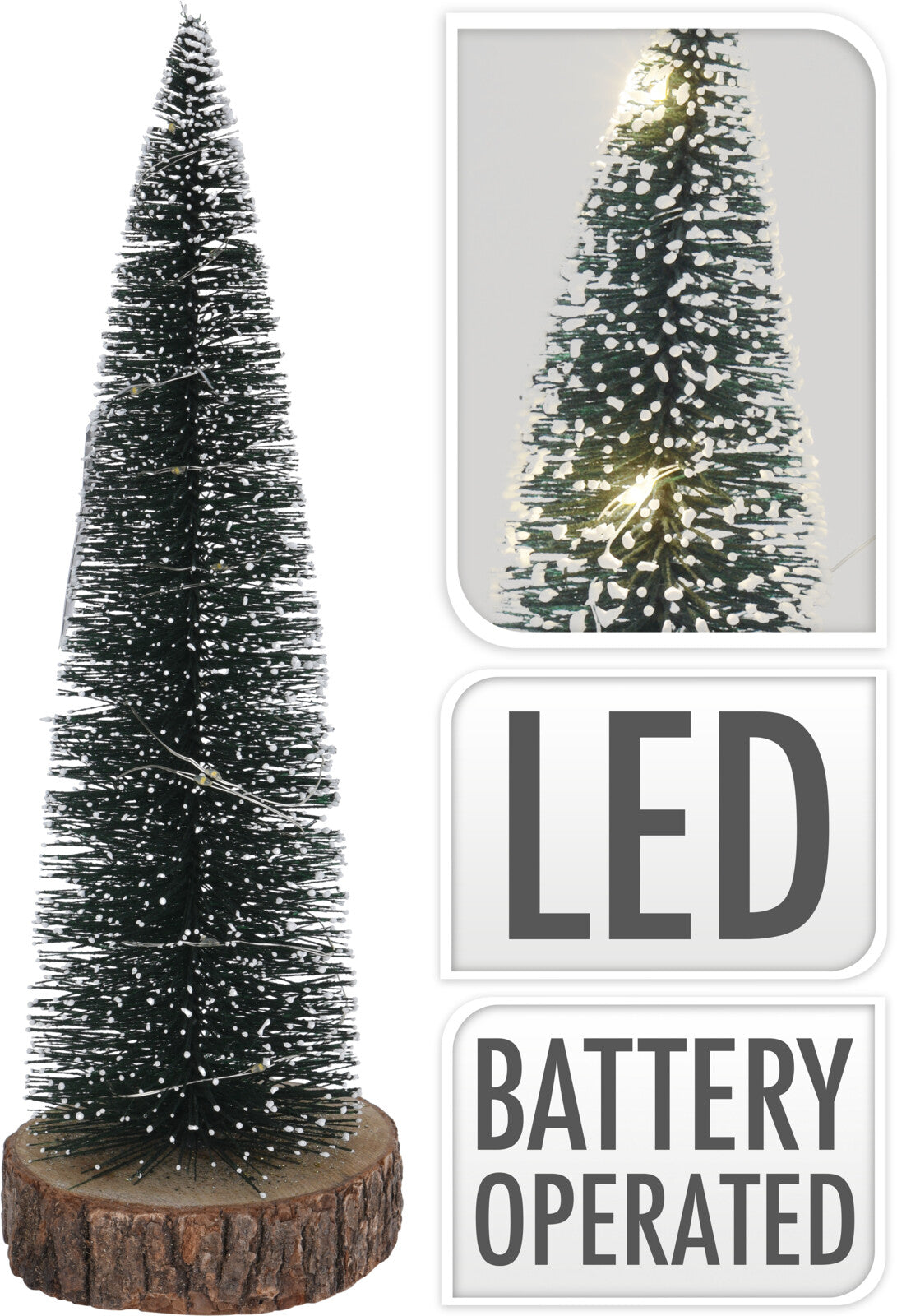 PINETTO CON LUCI LED E BASE IN LEGNO H35CM