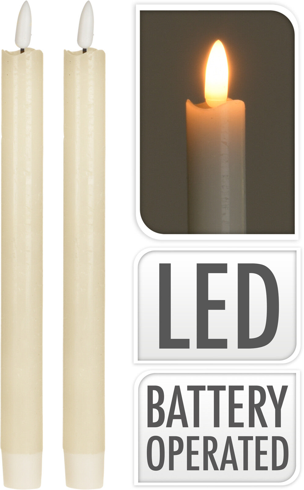 SET 2 CANDELE LED A STELO AVORIO