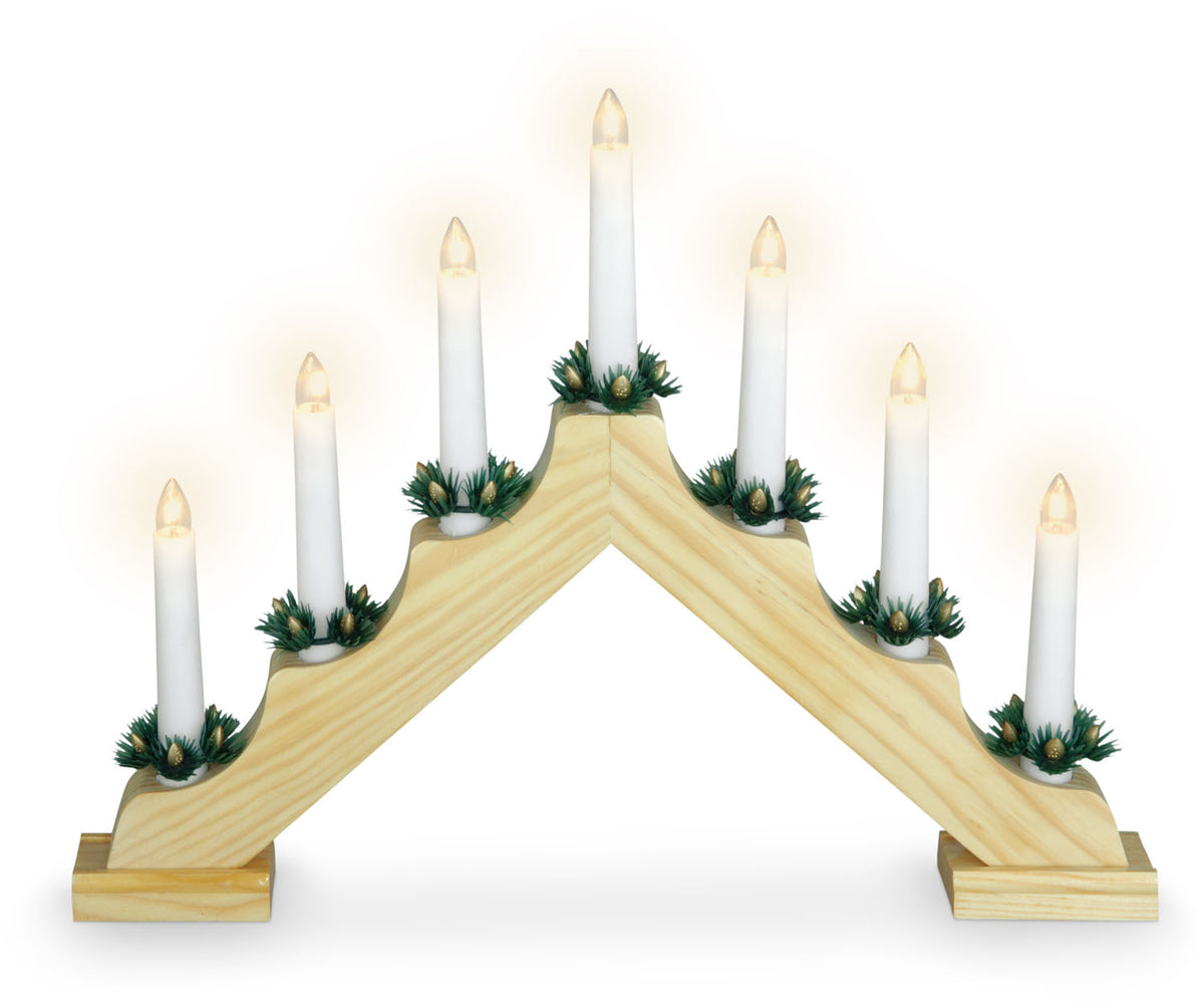 CANDELIERE COLOR LEGNO 7 LAMPADINE LED BIANCO CALDO